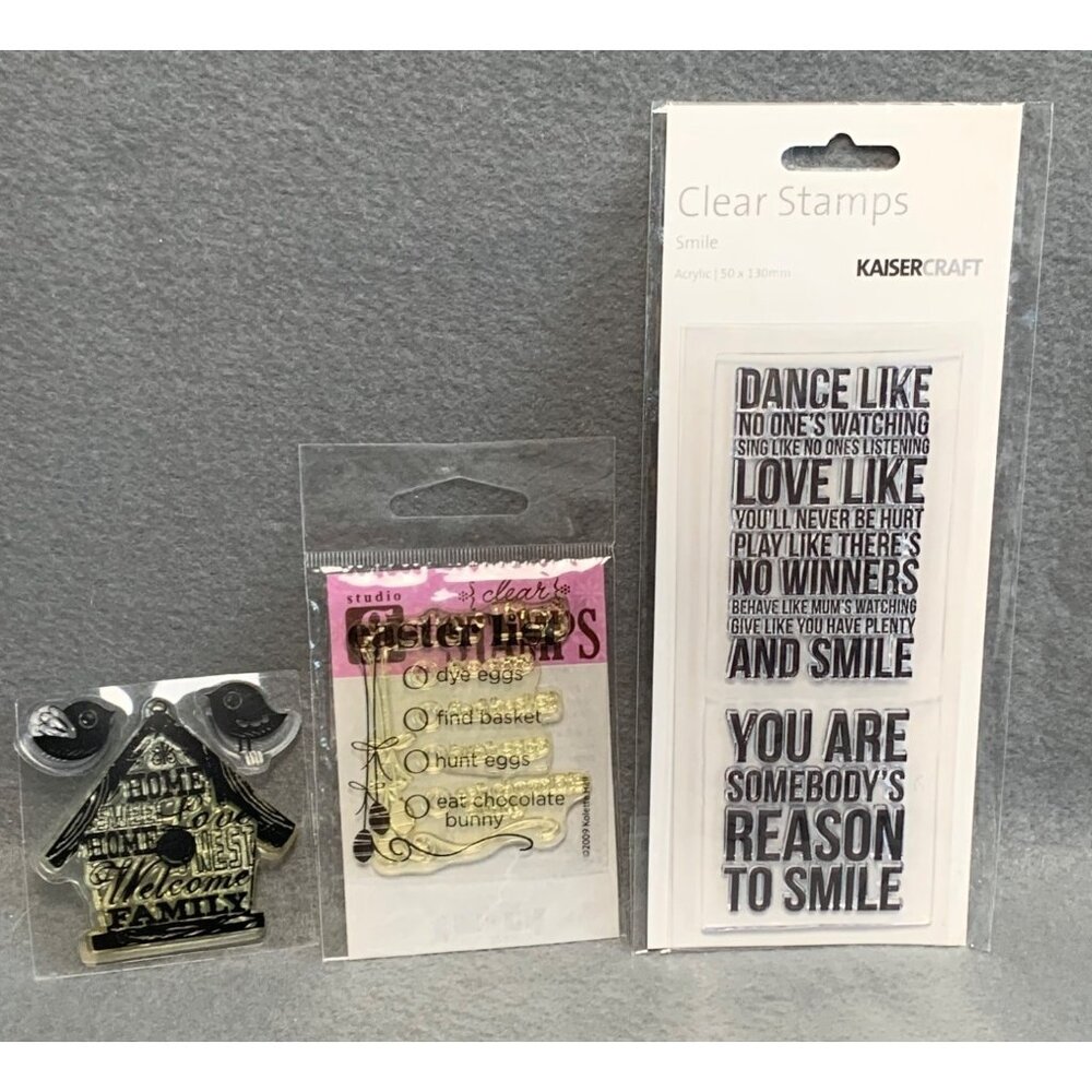 KaiserCraft & Studio G Clear Stamps Bundle - Smile Easter Checklist & Birdhouse
